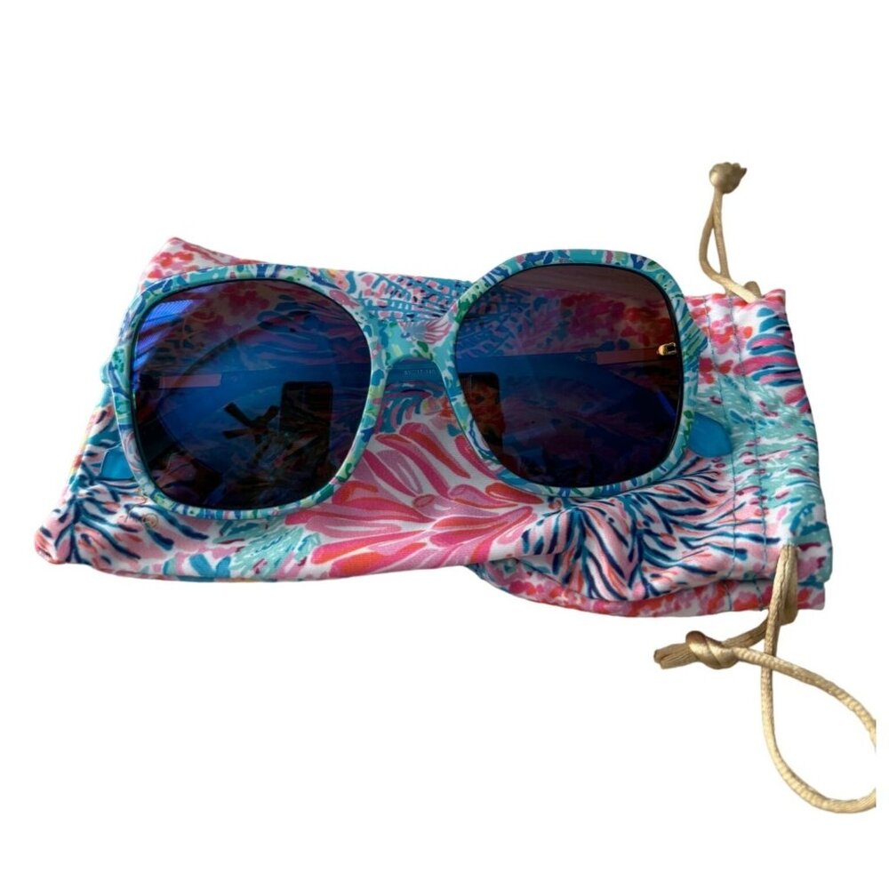 Lilly Pulitzer Polarized Norah Sunglasses Surf Blue Soleil It On Me Like New Wor